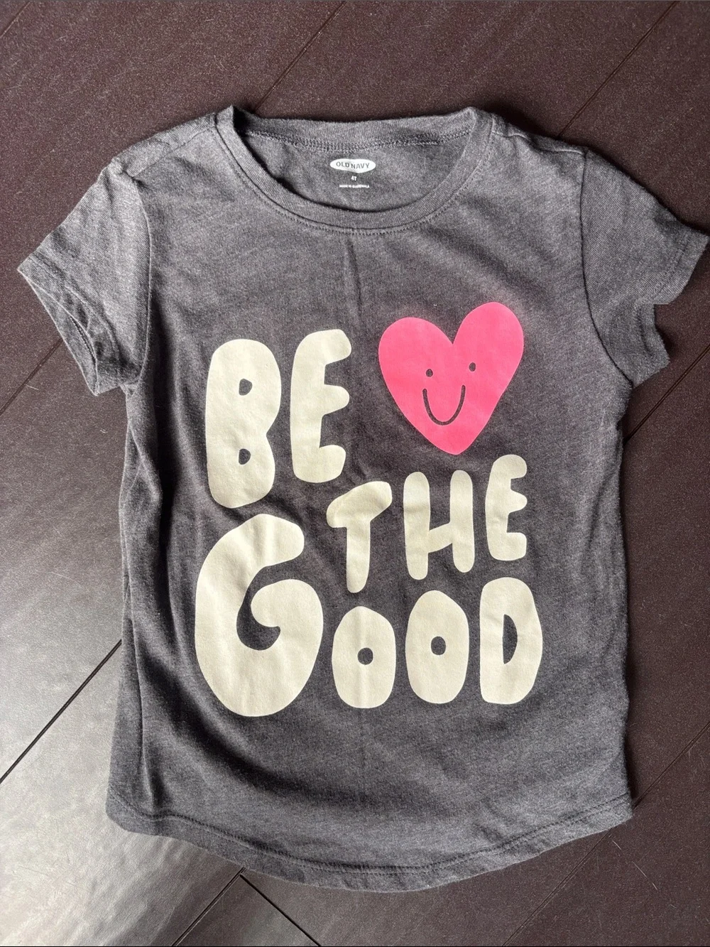 Old Navy Charcoal Tee with Pink Heart 